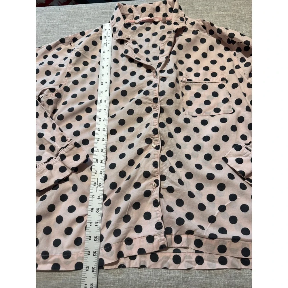 Victoria's Secret Pink Black Polka‎ Dot Pajama Shirt Top M M